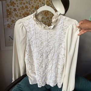 Vintage Cream Lace Detail Blouse